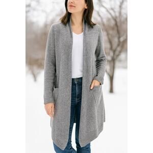 LUTZ & PATMOS SZ XS/S Cashmere Wool Blend Long Line Open Cardigan Gray
